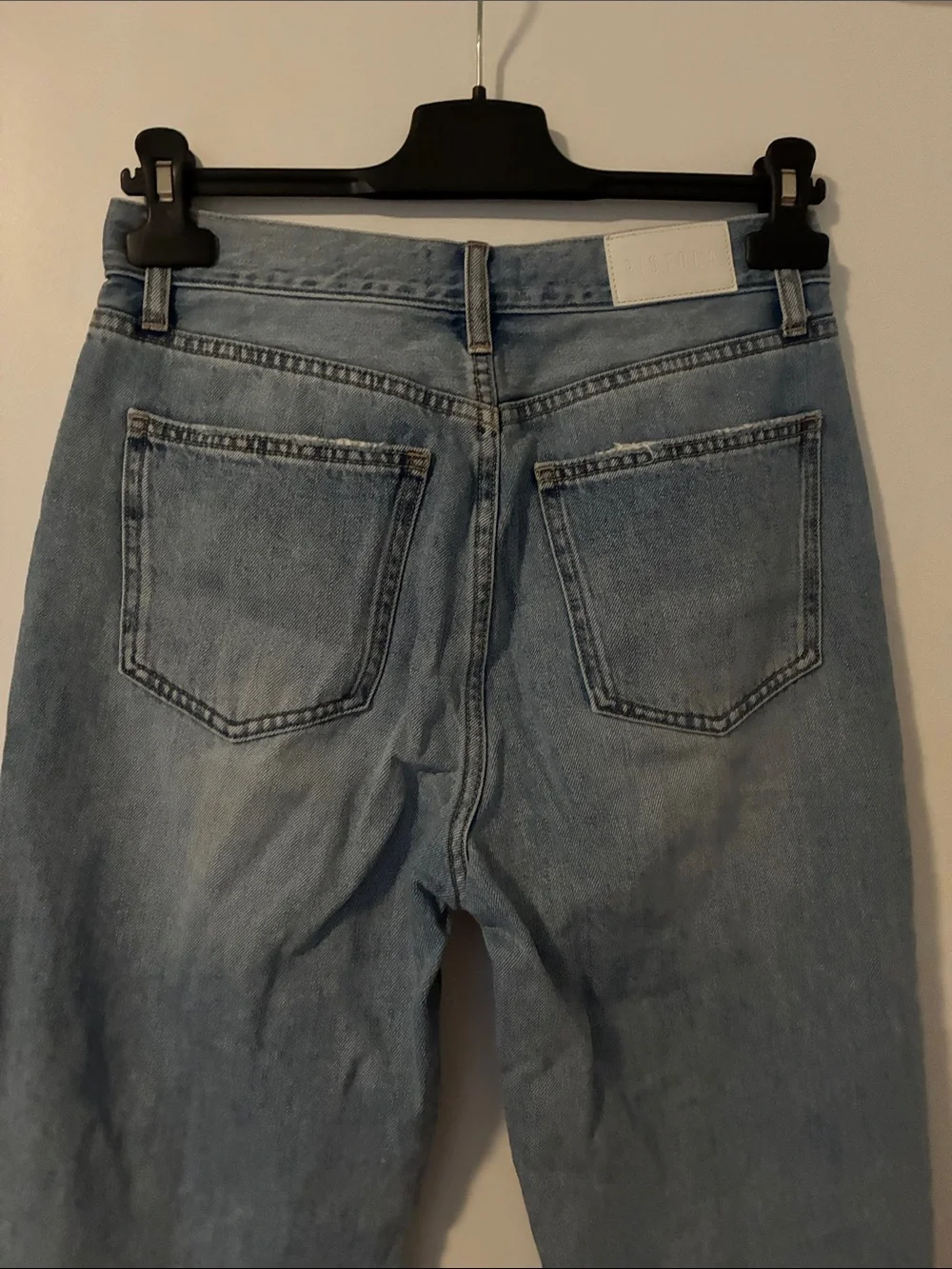 Pistola Cassie Raw Hem Light Wash Straight Leg Jeans